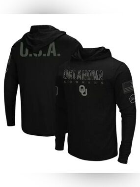 NWT Oklahoma Sooners OHT Military Appreciation Hooded Long Sleeve M